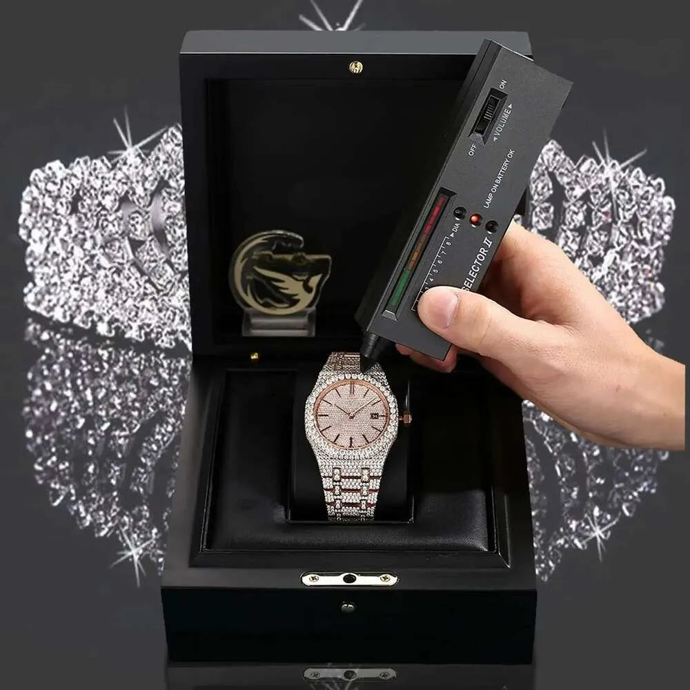 Fully Iced-Out Luxury Watch – Moissanite Diamond Look with Deluxe Gift Box