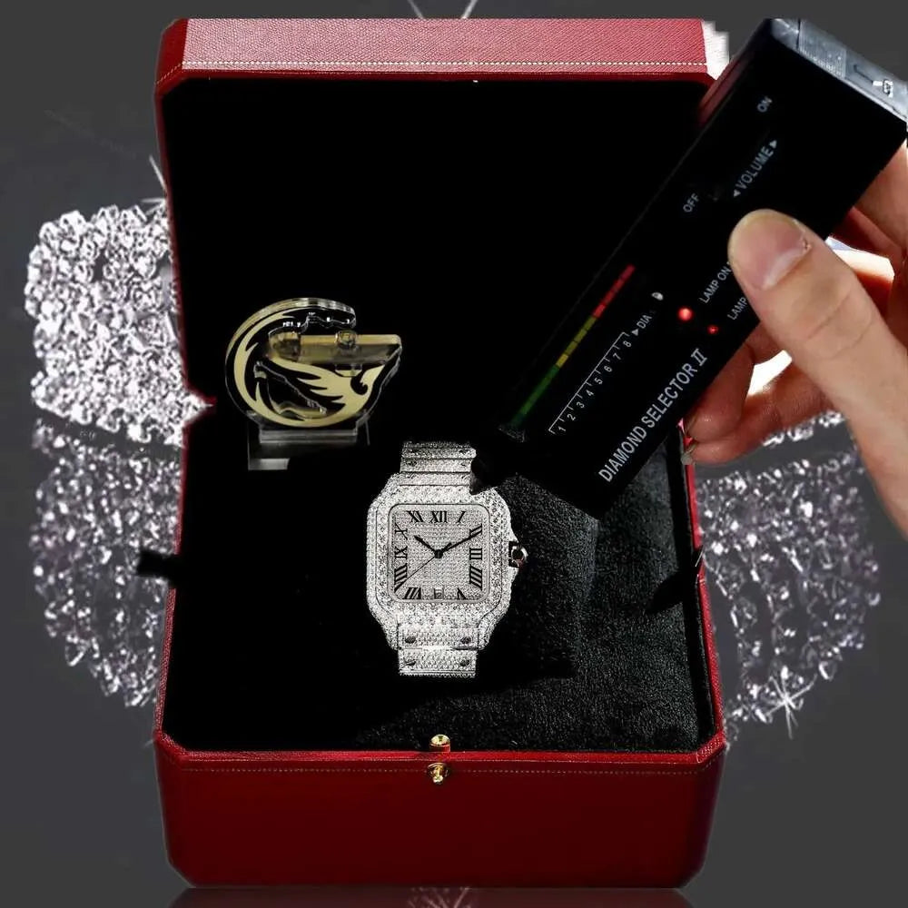 Fully Iced-Out Luxury Watch – Moissanite Diamond Look with Deluxe Gift Box