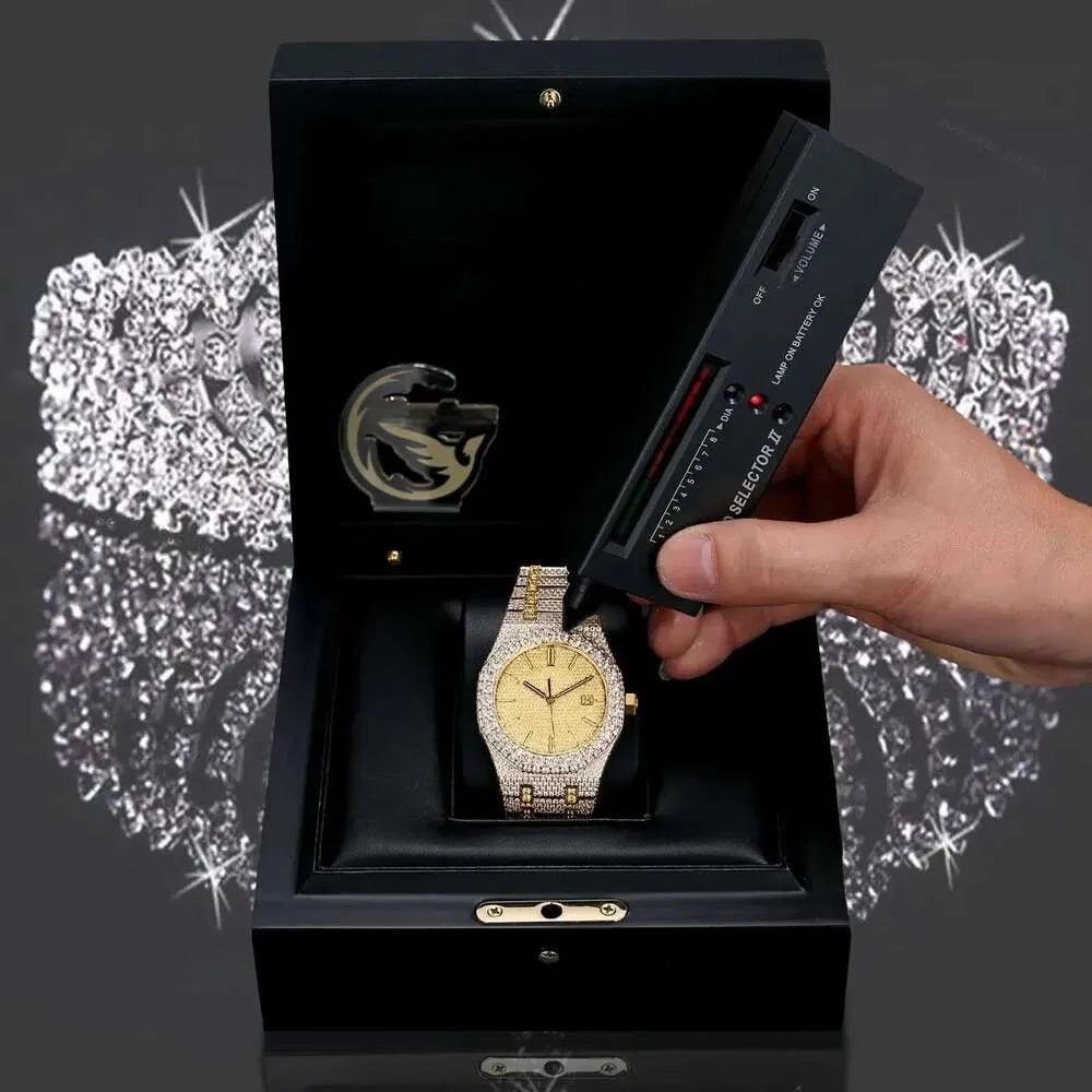 Fully Iced-Out Luxury Watch – Moissanite Diamond Look with Deluxe Gift Box