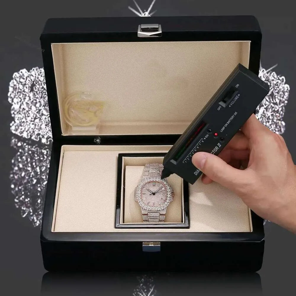 Fully Iced-Out Luxury Watch – Moissanite Diamond Look with Deluxe Gift Box