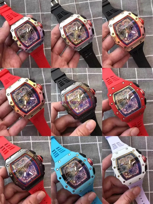 🔥 Richard Mille Style Skeleton Automatic Chronograph Watch – Sporty Luxury Design