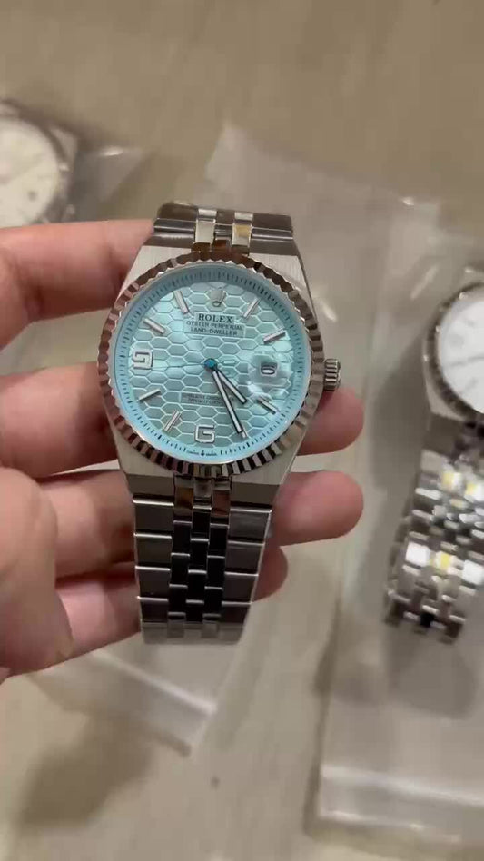 Rolex Land-Dweller with Unique Blue Honeycomb Dial