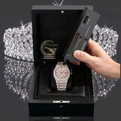Fully Iced-Out Luxury Watch – Moissanite Diamond Look with Deluxe Gift Box