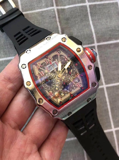 🔥 Richard Mille Style Skeleton Automatic Chronograph Watch – Sporty Luxury Design