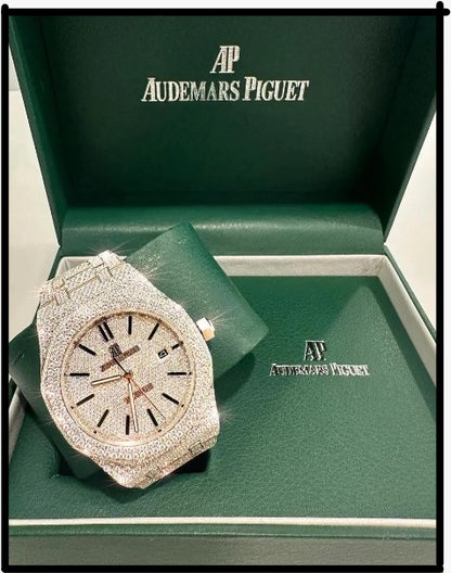 Moissanite AP Style Watch - Iced Out VVS Simulated Diamonds - Luxury Hip Hop Timepiece