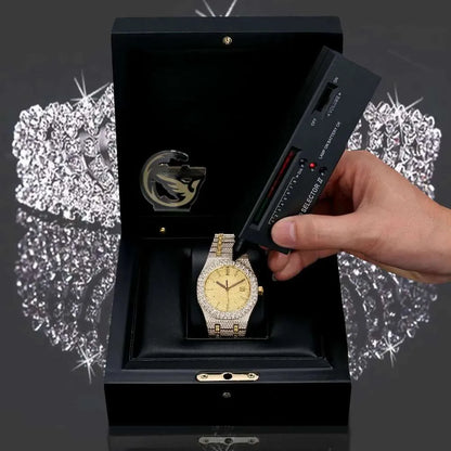 Fully Iced-Out Luxury Watch – Moissanite Diamond Look with Deluxe Gift Box
